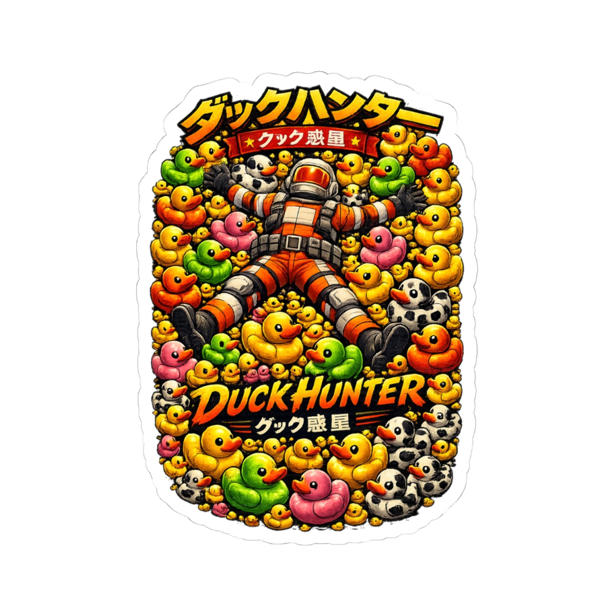 Bad Teammates Japanese Duck Hunter Kiss-Cut Stickers